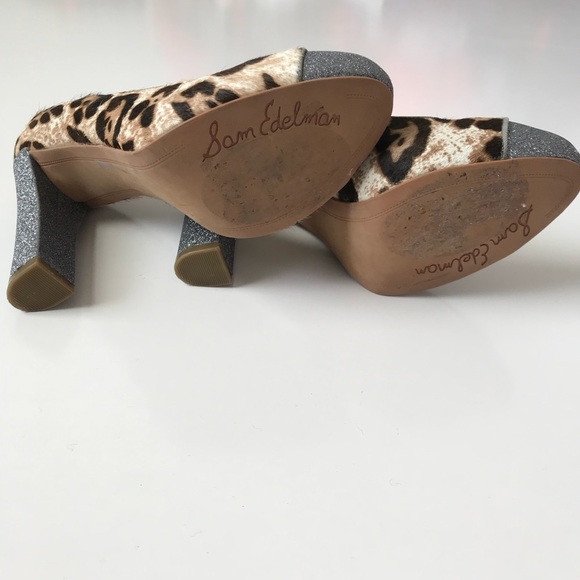 Sam Edelman Animal Print Glitter Heels 6.5 - Picture 7 of 8